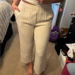 Cream Wide-Leg Pants